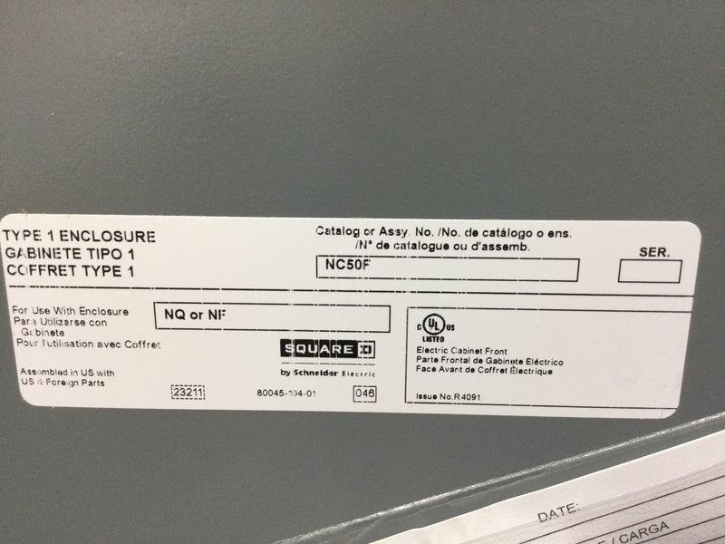 Square D NQ Type Main Breaker 250 AMP 30 Circuit NQ Panelboard 3 PH 4 Wire with Cover NC50F, Box MH50