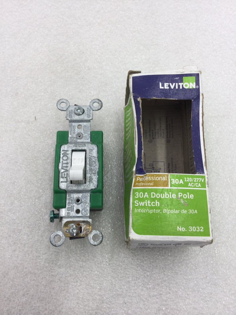 Leviton 3032 Professional Grade 30 Amp Double Pole Single Gang Switch 240 VAC