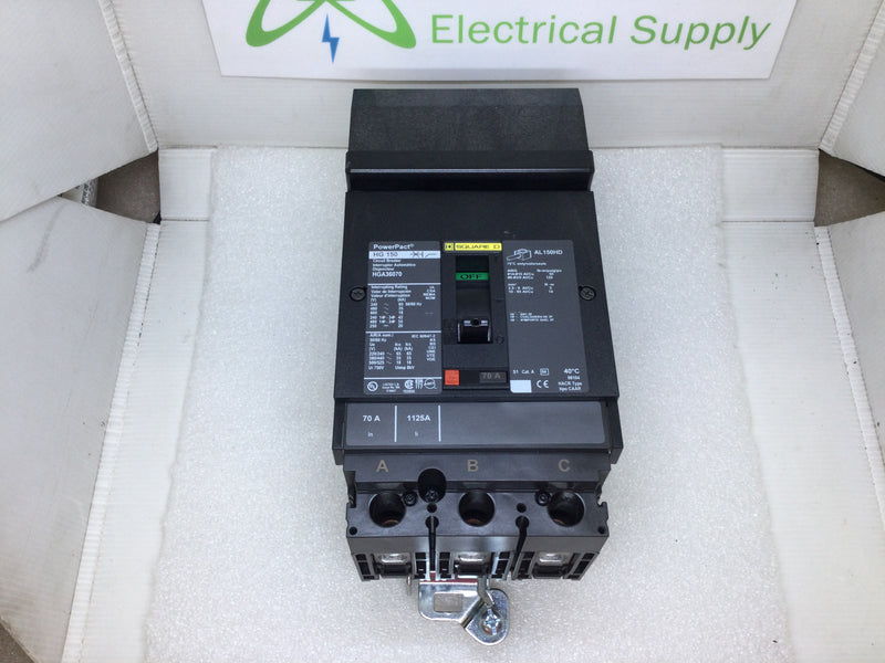 Square D HGA36070 3 Pole 70 Amp I-Line Breaker 240/480/600v Circuit Breaker