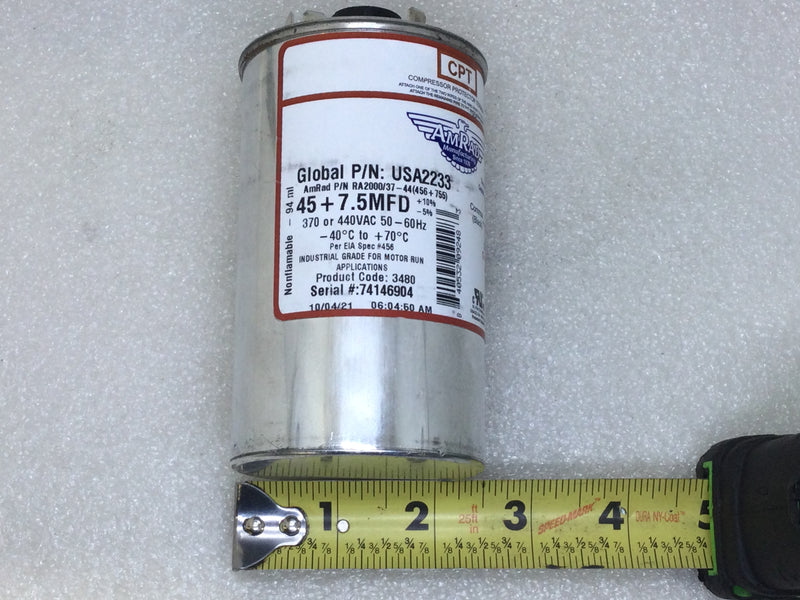 Amrad Capacitor USA2233 45+7.5mfd 370/440vac 50/60hz