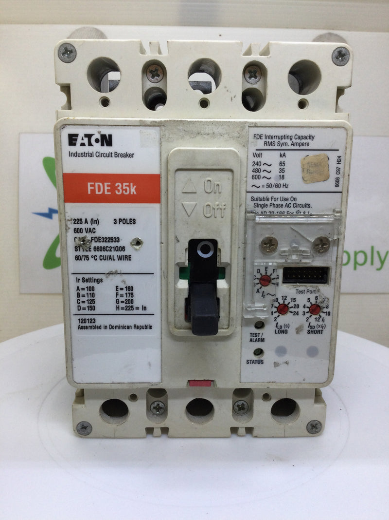 Eaton FDE322533 225 Amp 3 Pole 600V FDE 35K Circuit Breaker