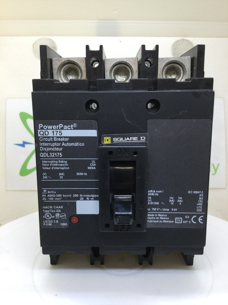 Square D QDL32175 175 Amp 3 Pole PowerPact Circuit Breaker