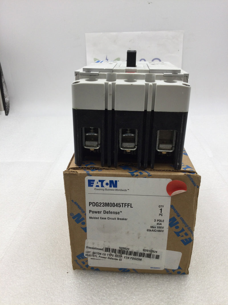 Eaton PDG23M0045TFFL 45 Amp 3 Pole 480V @65Kaic PDG2 Circuit Breaker