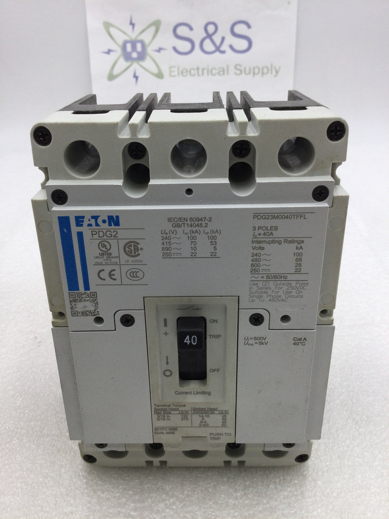 Eaton PDG23M0040TFFL 40 Amp 3 Pole 480V PDG2 Circuit Breaker