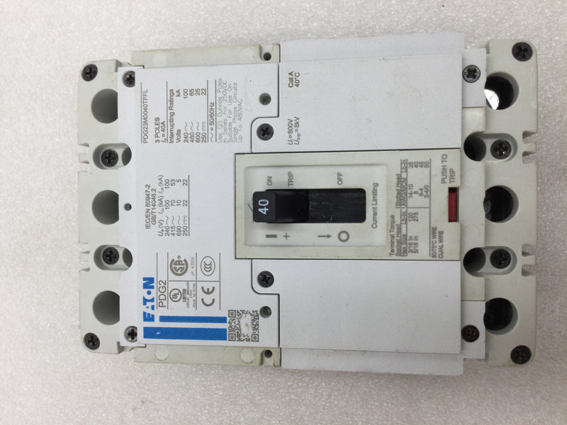 Eaton PDG23M0040TFFL 40 Amp 3 Pole 480V PDG2 Circuit Breaker