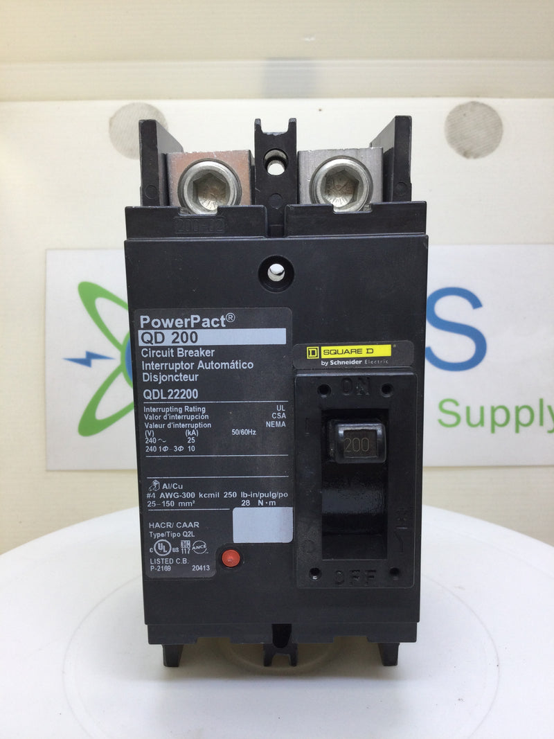 Square D PowerPact QDL22200 2 Pole 200 Amp Circuit Breaker QD 200