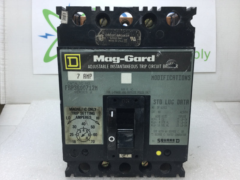 Square D FAP3600712M 7 Amp 3 Pole 600 VAC Series 2 Bolt on Circuit Breaker