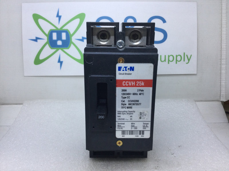 Eaton CCVH2200 CCVH 25k 200 Amp 120/240v 2 Pole Circuit Breaker