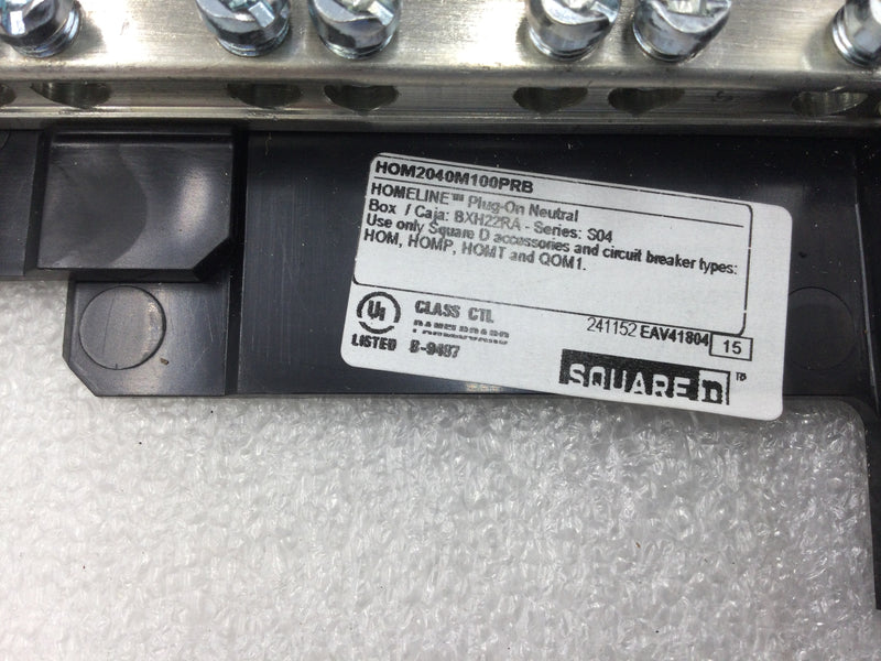 Square D HOM2040M100PRB 10 Space/40 Circuit 100 Amp 120/240 VAC Single Phase Load Center Guts Only 9" X 14"