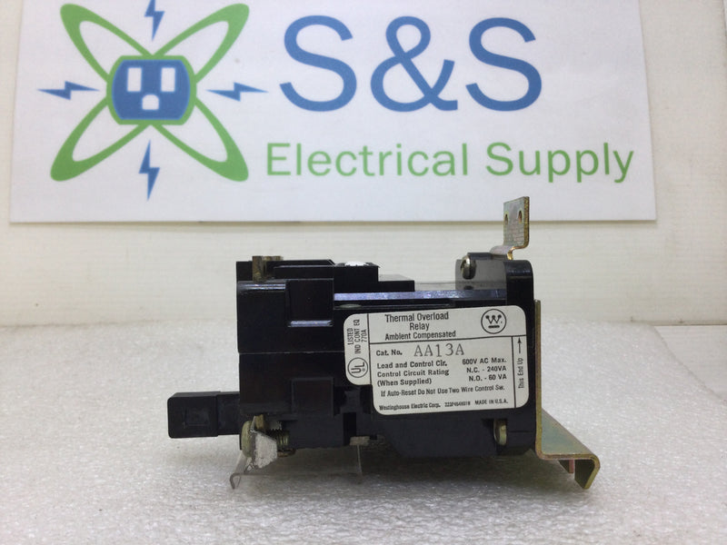 Westinghouse AA13A Thermal Overload Relay 3 Pole Nema Size 1 for A200 Starter