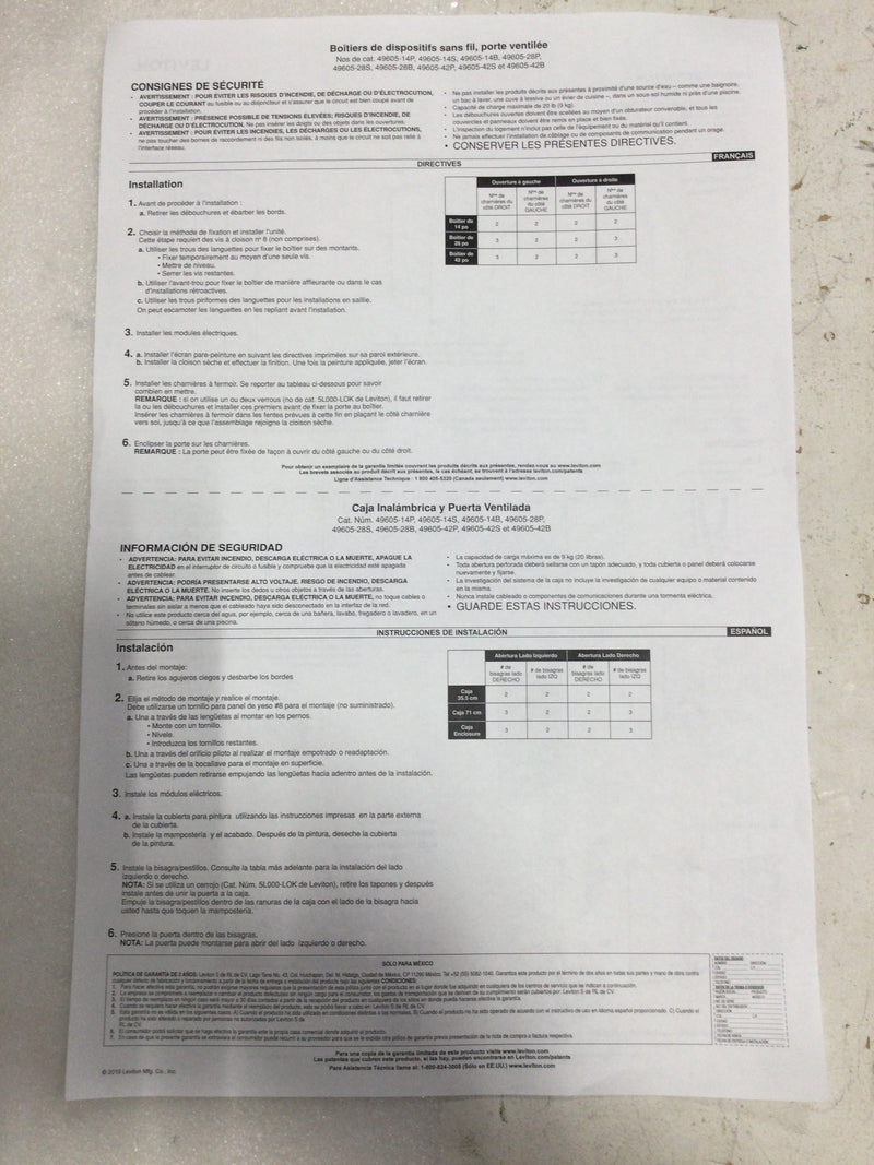 Leviton 49605-28P Wireless Enclosure System with Vented Door