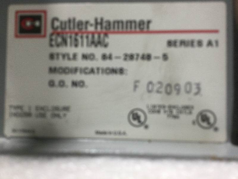 Cutler Hammer ECN1611AAC Combination non-reversing starter with AN16DNO motor starter