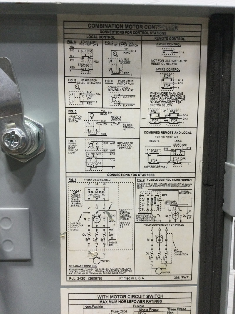 Cutler Hammer ECN1611AAC Combination non-reversing starter with AN16DNO motor starter