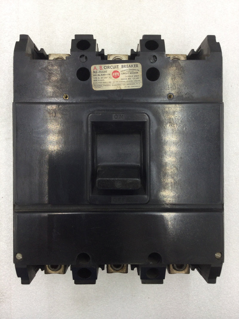 FPE Federal Pacific NJ631175 175 Amp 3 Pole 600 VAC NJ-Frame Circuit Breaker