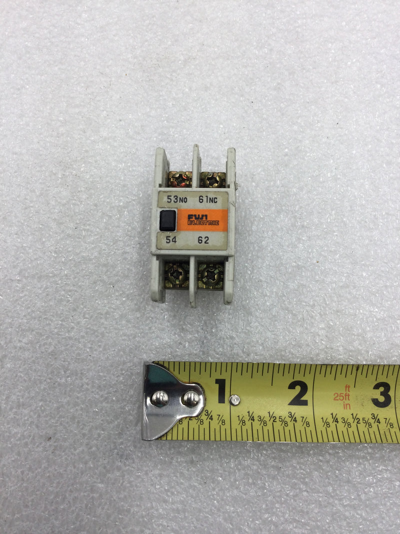 Fuji Electric SZ-A11 Auxiliary Contact Block 1 NO/1 NC 100-600 VAC 1.2-6 Amp