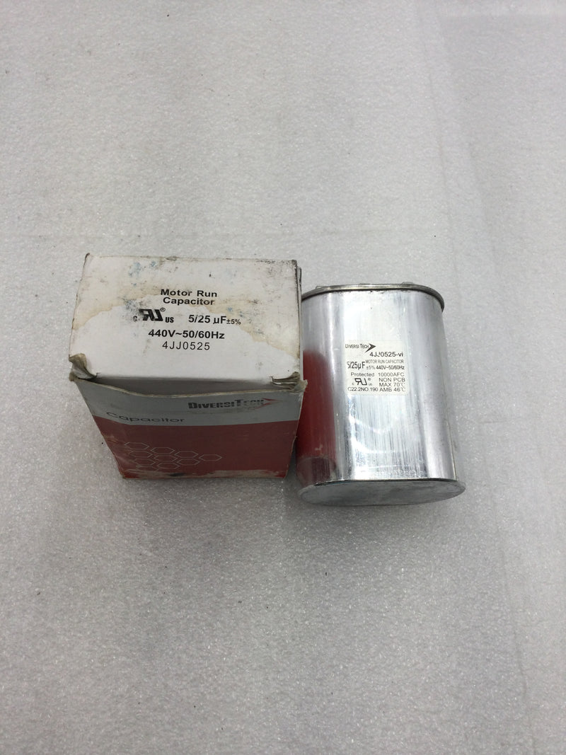 DiversiTech 4JJ0525-VI  25+5µF 440 VAC Motor Run Oval Capacitor