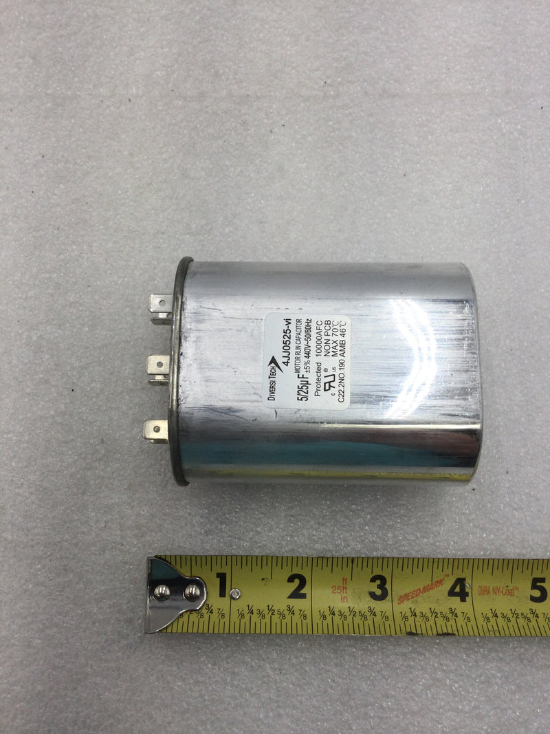 DiversiTech 4JJ0525-VI  25+5µF 440 VAC Motor Run Oval Capacitor