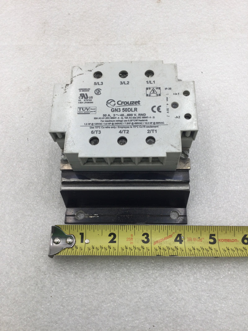 Lot of 2 Crouzet GN3 50DLR Din Rail Mount Solid State Relay 50 Amp 600 VAC Max 10 HP @ 600 VAC