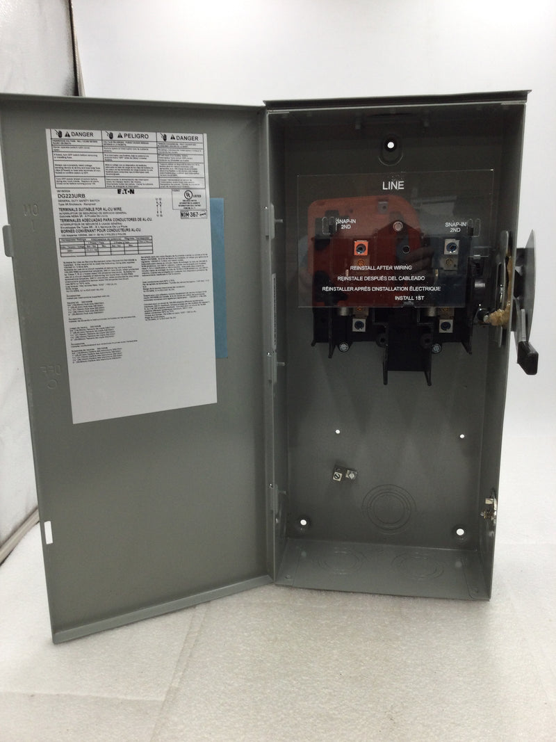 Eaton DG223URB 100 Amp 2 Pole 2400V General Duty 1 Non Fusible Safety Switch