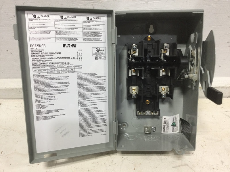 Eaton/Cutler Hammer DG221NGB Fusible 30 Amp 2 Pole 240 VAC General Duty Safety Switch