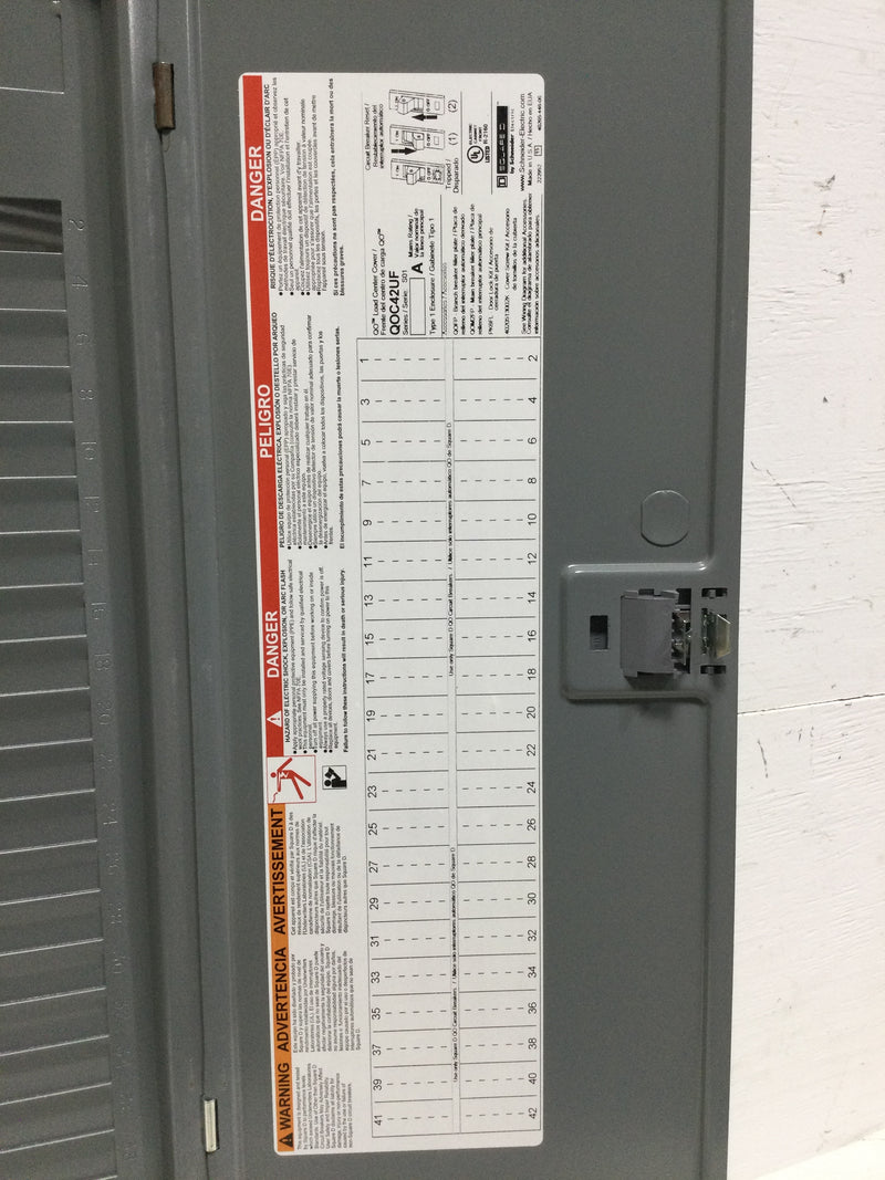 Square D QOC42UF Series S01 Type 1 42 Space QO Load Center Cover/Door Only with Main 39 1/4" x 15 1/2"