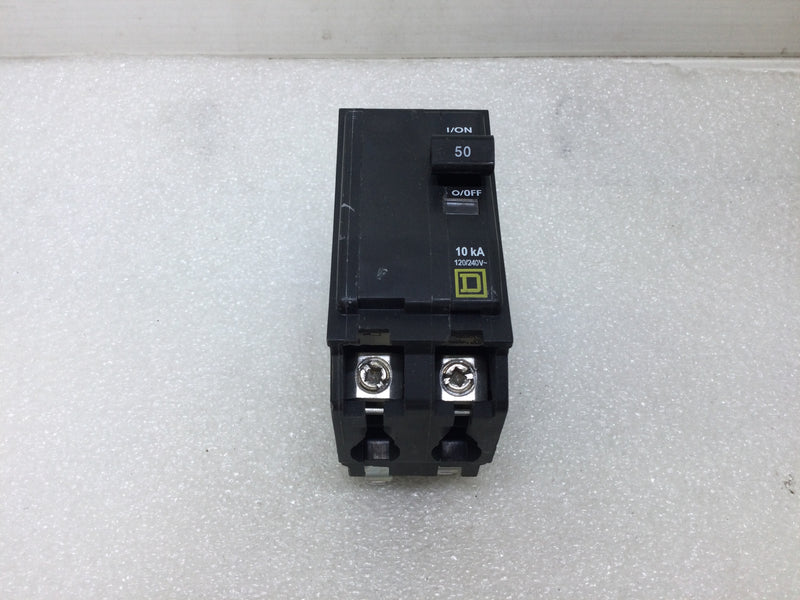 Square D QO250 2 Pole 50A 120/240VAC Type QO Circuit Breaker - Yellow Face