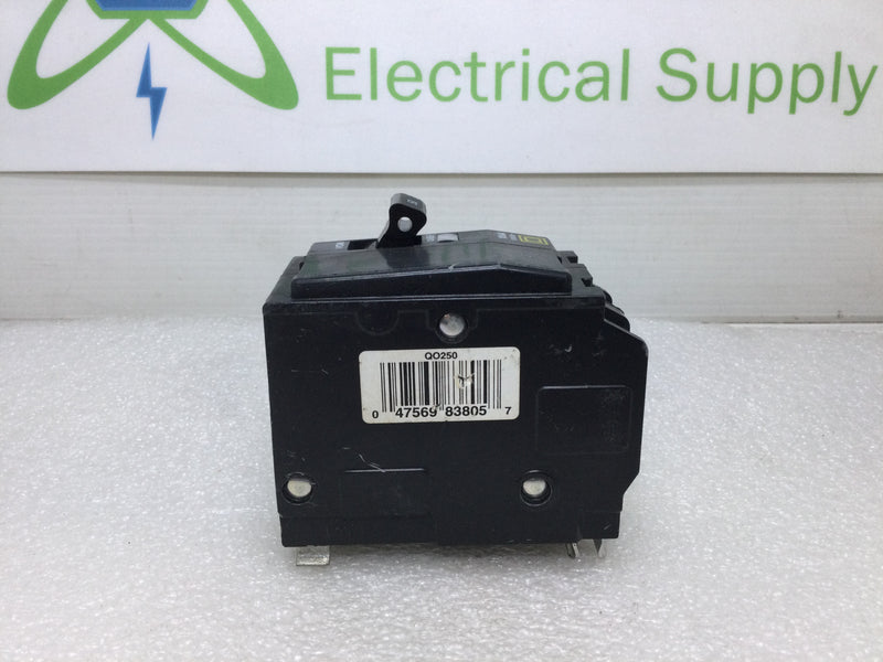 Square D QO250 2 Pole 50A 120/240VAC Type QO Circuit Breaker - Yellow Face