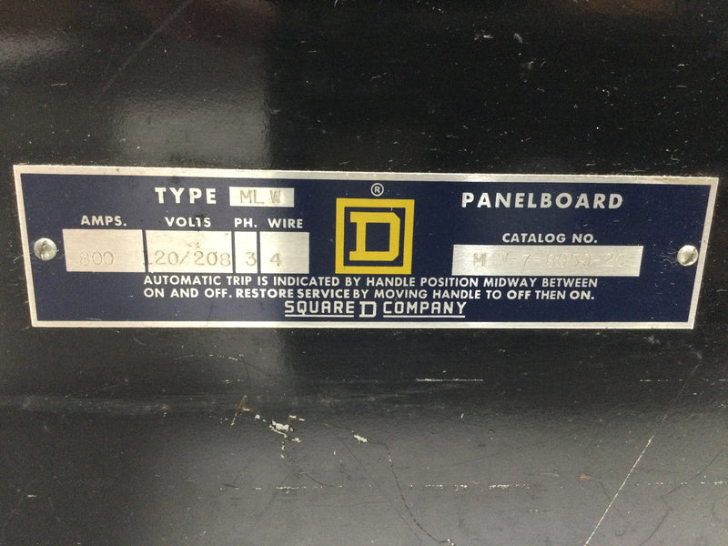 Square D Type MLW -Breaker Mounting Kit, MLW- 7- 8050-2C, 800 amp, 120/208v, 3 ph,  4 wire