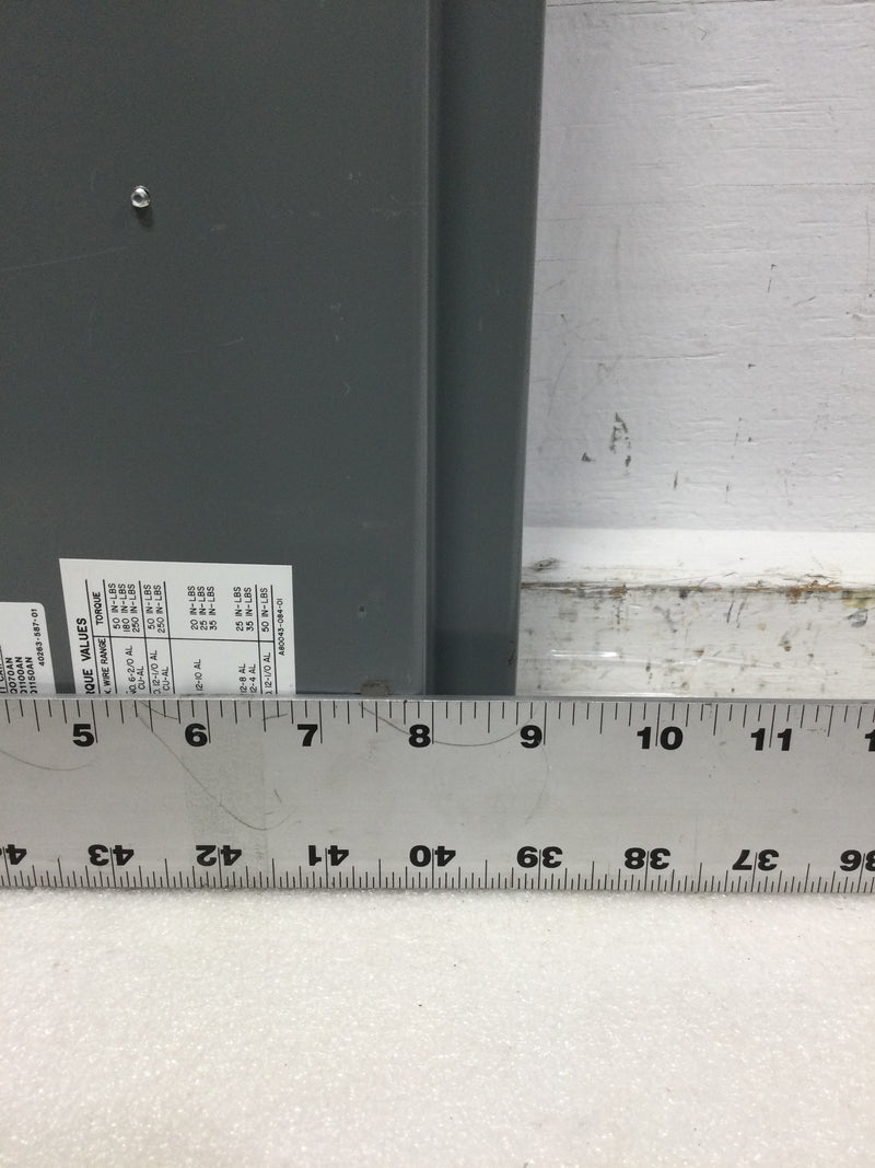 Square D NQOB-05880-607 150 Amp 120/208V 3 Phase 4 Wire 42 Space NQOB Dead Front Only 40 3/4" x 8 3/4"