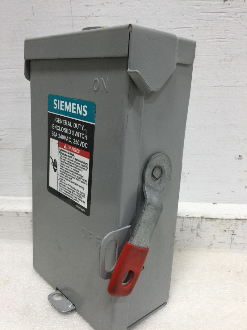 Siemens GNF322RA Type 3R General Duty Non-Fused Safety Switch 3P 3W 240V 60 Amp