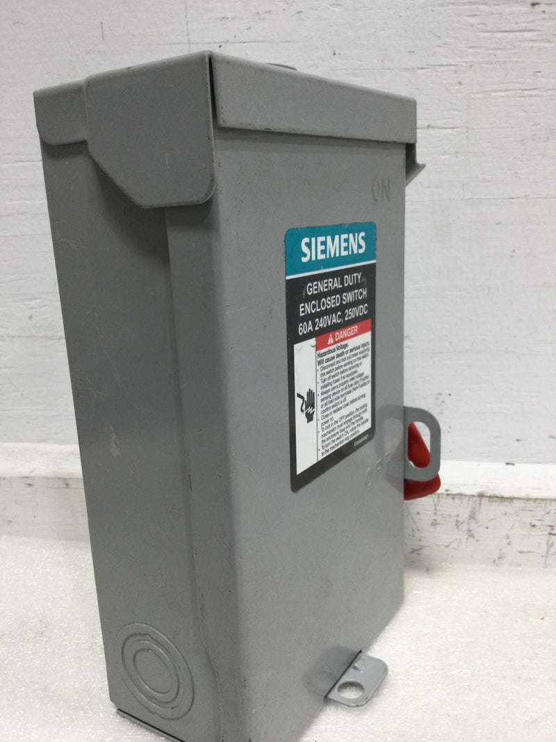 Siemens GNF322RA Type 3R General Duty Non-Fused Safety Switch 3P 3W 240V 60 Amp