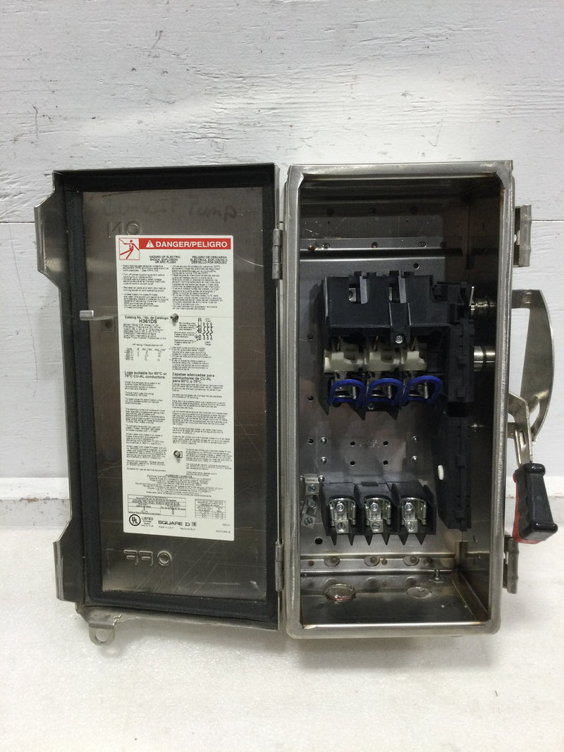 Square D H361DS 30 Amp 600v Fused Safety Switch