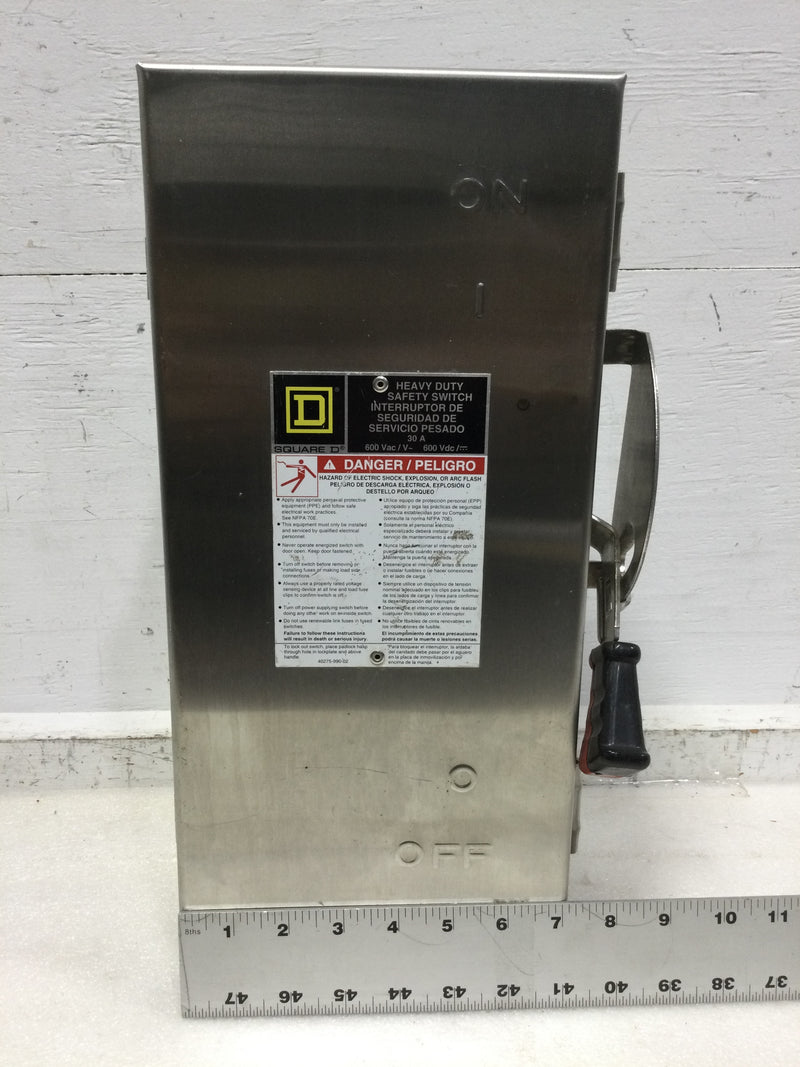 Square D H361DS 30 Amp 600v Fused Safety Switch