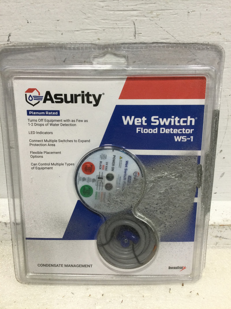 DiversiTech Asurity WS-1 Wet Switch Flood Detector 24 VAC 1.5 Watts with LED Indicators and Contacts Rated at 5 Amps