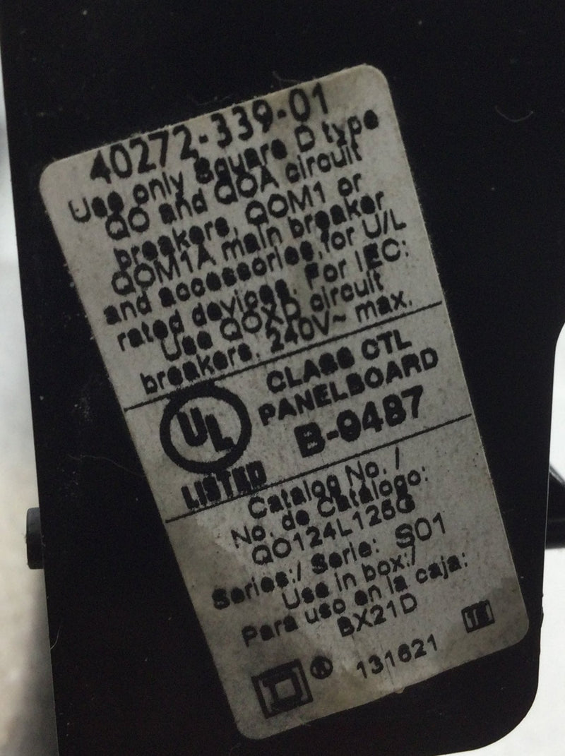 Square D QO124L150G 12 Space 24 Circuit 150 Amp 120/240 VAC Type QO Load Center Guts Only 9" X 15"