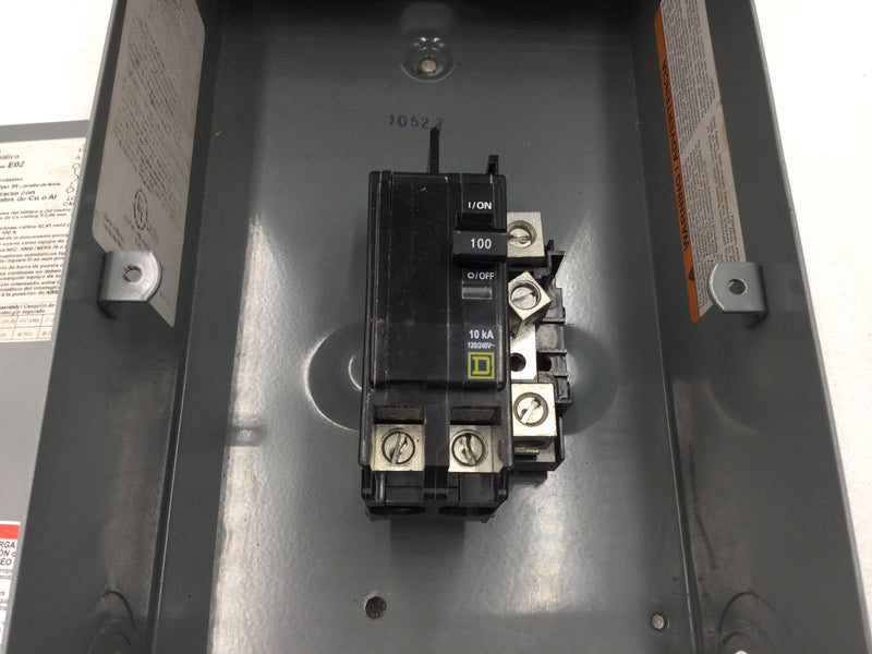 Square D QO2100NRB 100 Amp 120/240 VAC 1 Phase Circuit Breaker Enclosure with 100 Amp 2 Pole Breaker