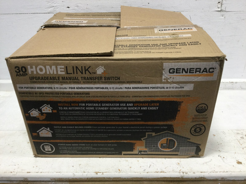 Generac G0068541 HomeLink™ 30 amp upgradeable manual transfer switch