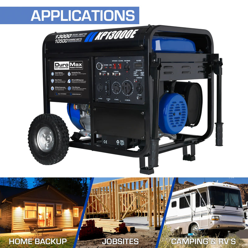 DuroMax XP13000E 13,000-Watt/10,500-Watt 500cc Electric Start Gas Powered Portable Generator