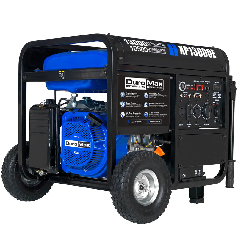 DuroMax XP13000E 13,000-Watt/10,500-Watt 500cc Electric Start Gas Powered Portable Generator