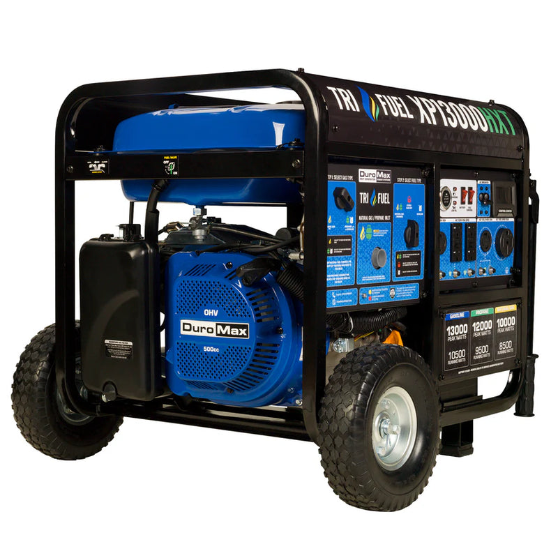 DuroMax XP13000HXT 13,000-Watt/10,500-Watt 500cc Tri Fuel Portable Generator with CO Alert