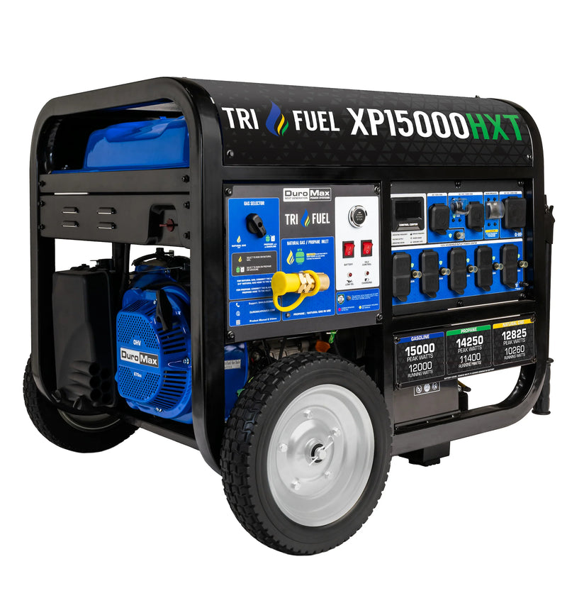 DuroMax XP15000HXT 15,000-Watt/12,000-Watt Electric Start Tri Fuel Portable Generator