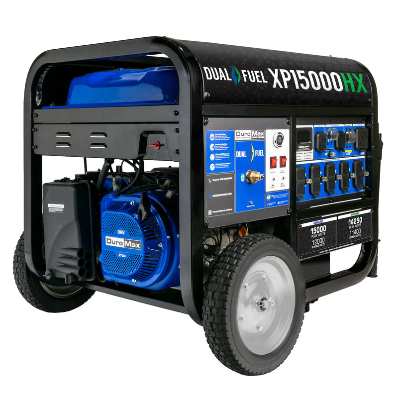 DuroMax XP15000HX 15,000-Watt/12,000-Watt Electric Start Dual Fuel Portable Generator