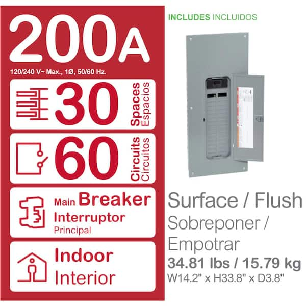 Square D HOM3060M200PQCVP 200 Amp, 30 Space/60 Circuit Main Breaker Value Pack