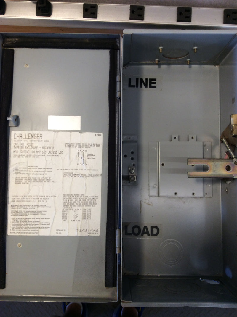 Challenger RCE10 100A 600VAC Nema3R Circuit Breaker Disconnect Enclosure