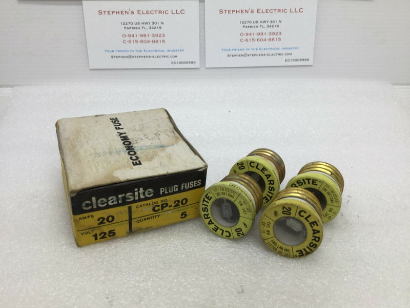 (4) Clearsite 20a 125v Plug In Fuses Cp-20 Box Of 4