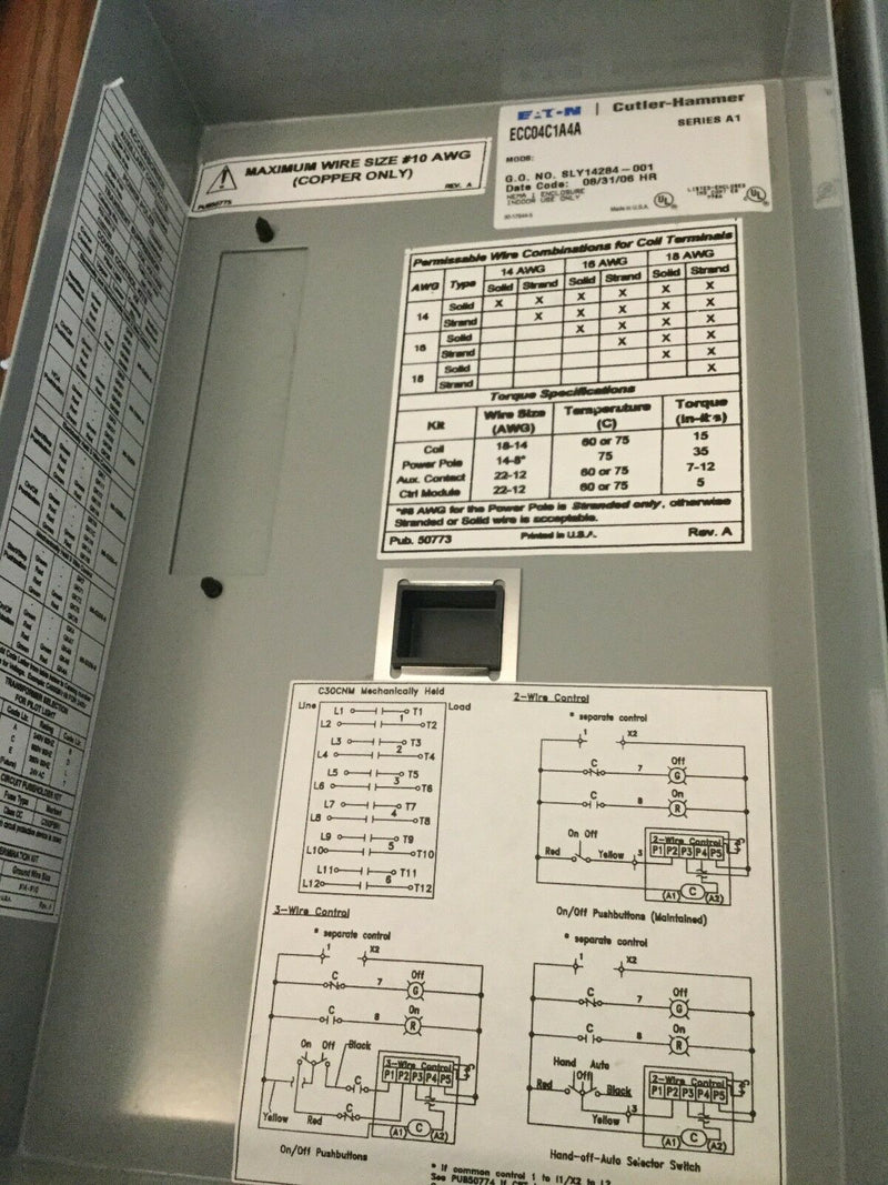 Eaton Cutler-Hammer Ecc04c1a4a / C30cn Lighting Contactor Series