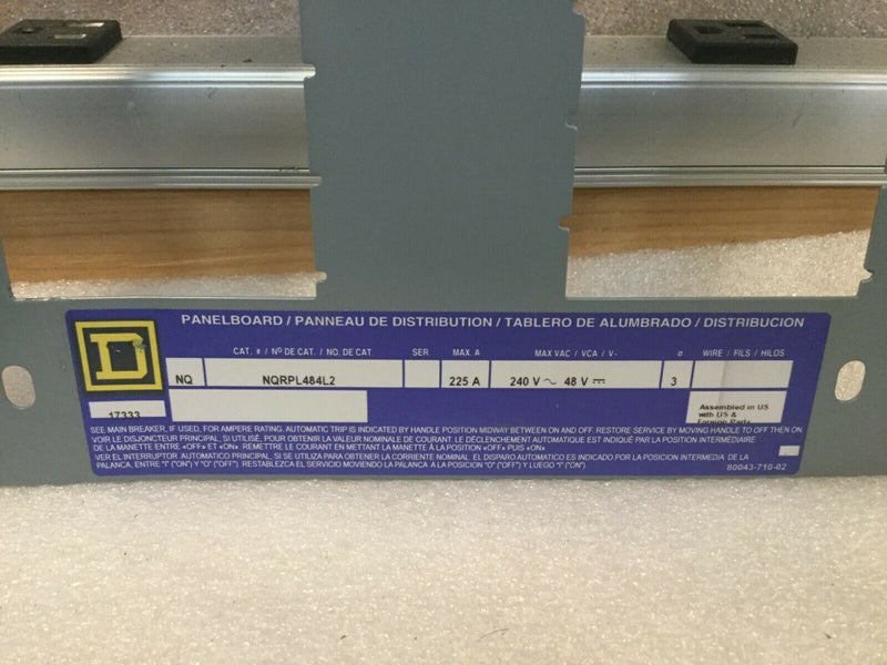 Square D NQRPL484L2 225 Amp 240v Panelboard Dead Front Cover