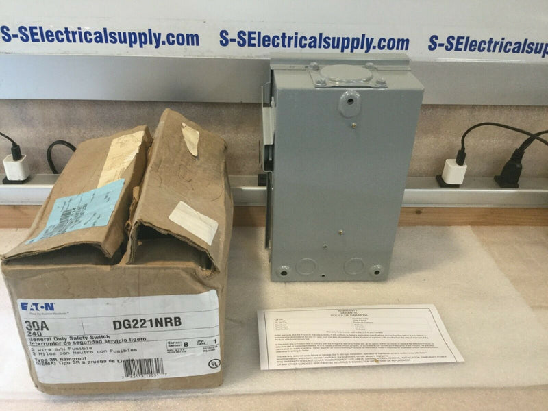 Eaton DG221NRB Outdoor General Duty Safety Switch 120v 240v 30 Amp Series 30a fused.