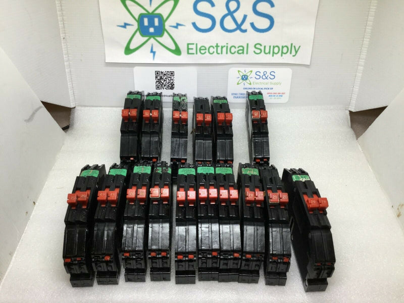 Lot Of 16 Zinsco Sylvania 20 Amp Twin Rc-38 Breaker Push-In Flawed