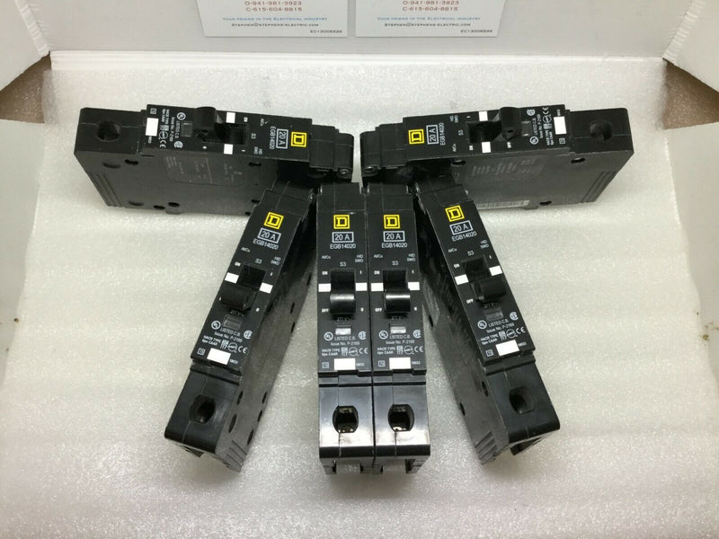 (Lot Of 6) Square D Circuit Breaker Egb14020 20amp 20a 20 Amp A